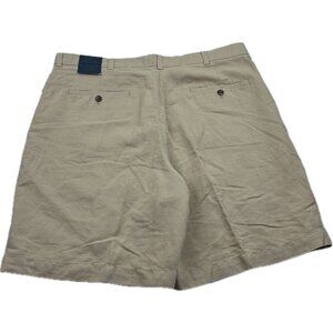 BROOKS BROTHERS Linen Blend Shorts Sz 38 Khaki Flat Front Mens NWT